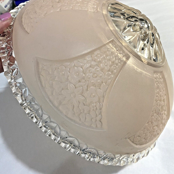 Vintage Glass Lightshade Thick Textured Pink & Clear 3-hole Hanging Shade Decor - Picture 4 of 8